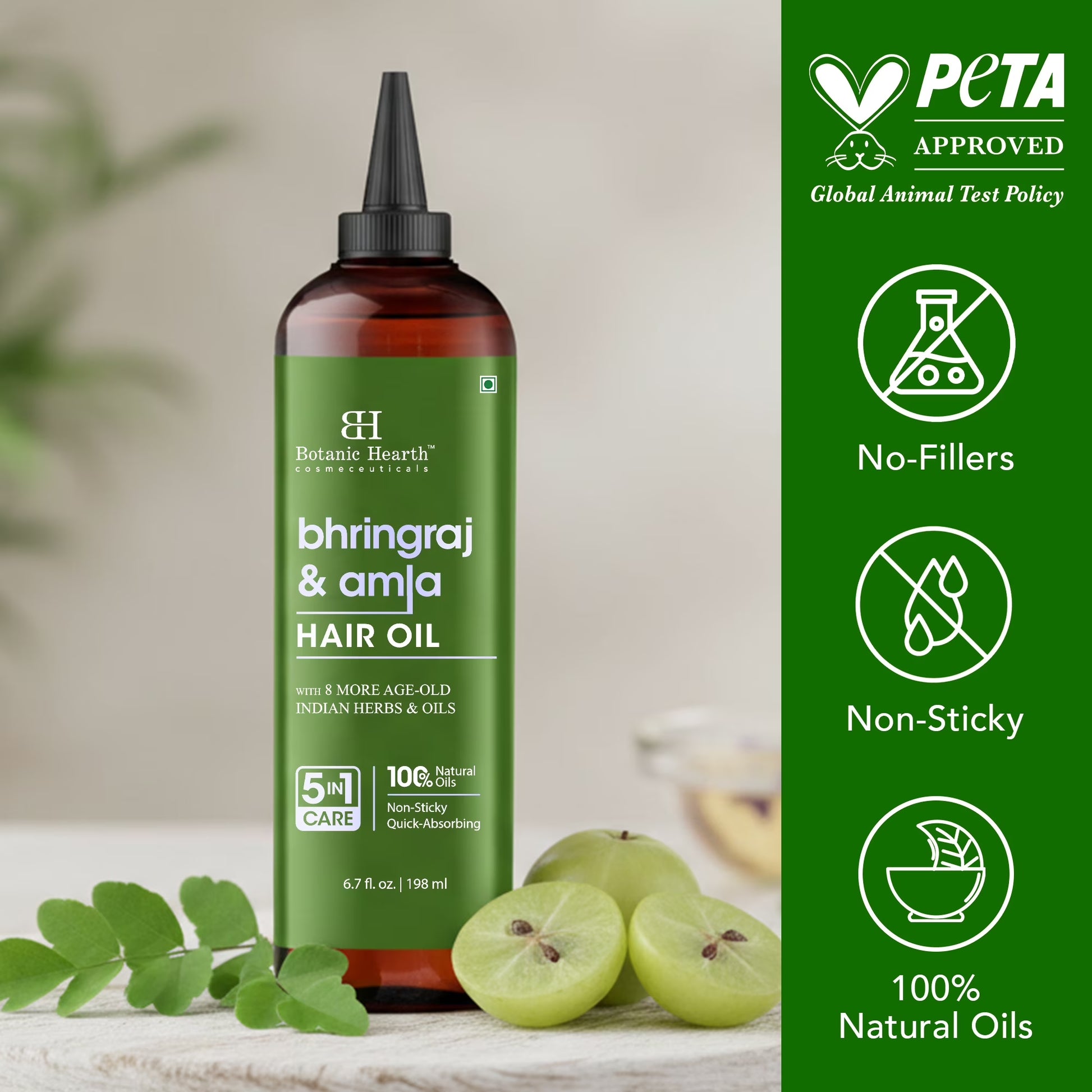 Bhringraj & Amla Hair Oil | Nourishing Scalp & Hair Oil for Dry, Frizzy Hair | Supports Fuller-Looking Hair & Shine | Lightweight Botanical Formula | No Harsh Additives | 6.7 Fl Oz