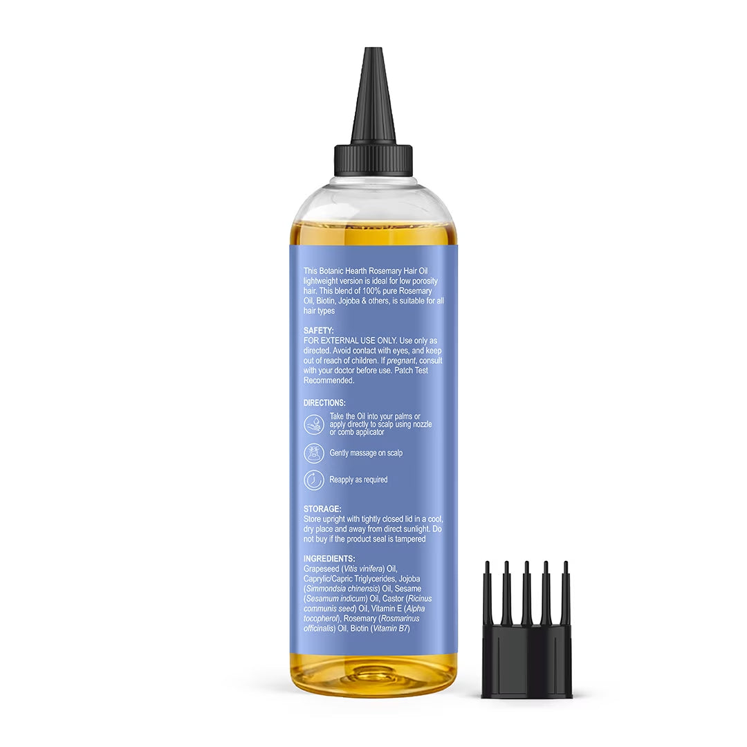 Rosemary Hair Oil | 6.7 Fl Oz | Lightweight Non-Greasy Oil for Fine & Thin Hair | with Rosemary, Castor Oil & Biotin | Smooths Frizz & Adds Shine | Daily Use for Men & Women