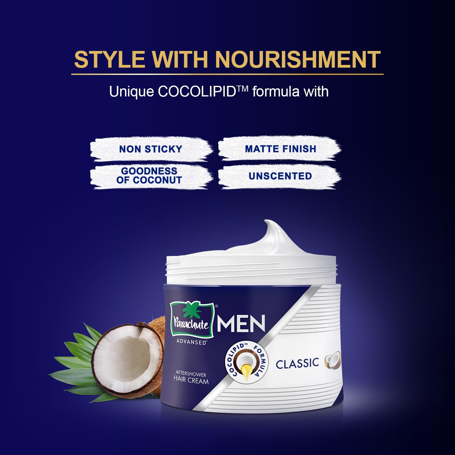 Hair Cream for Men |Hair Cream after Shower |Goodness of Coconut| Moisturizes & Strengthens Hair| for Soft, Smooth Hair| Non Sticky | 3.3 Fl.Oz.