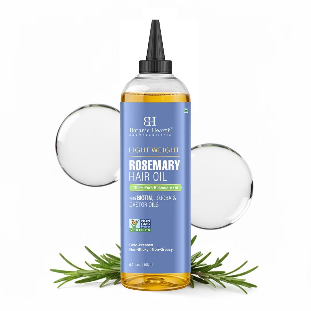 Rosemary Hair Oil | 6.7 Fl Oz | Lightweight Non-Greasy Oil for Fine & Thin Hair | with Rosemary, Castor Oil & Biotin | Smooths Frizz & Adds Shine | Daily Use for Men & Women