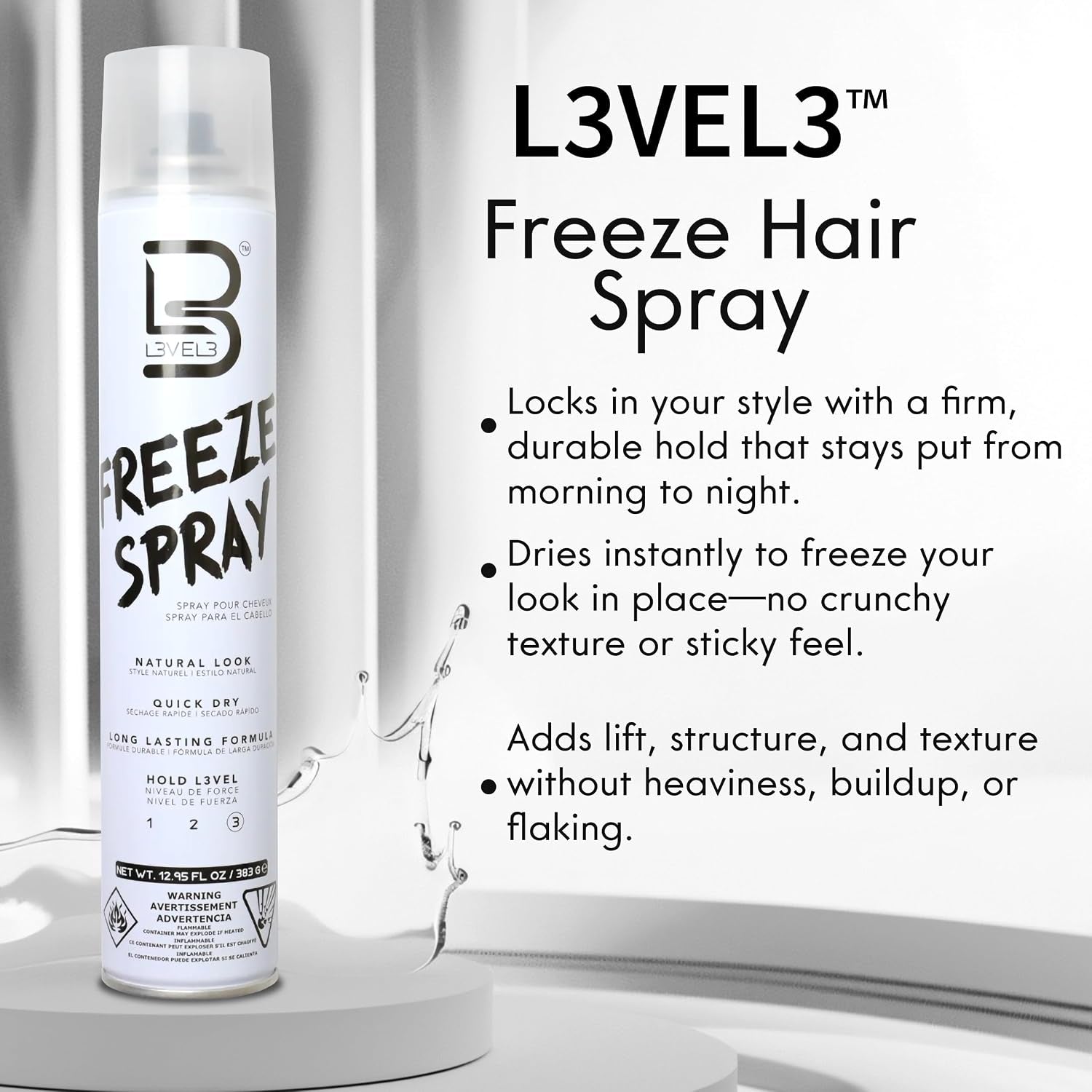 Level 3 Hair Spray - Long Lasting and Strong Hold Hair Spray (12.95 Oz)