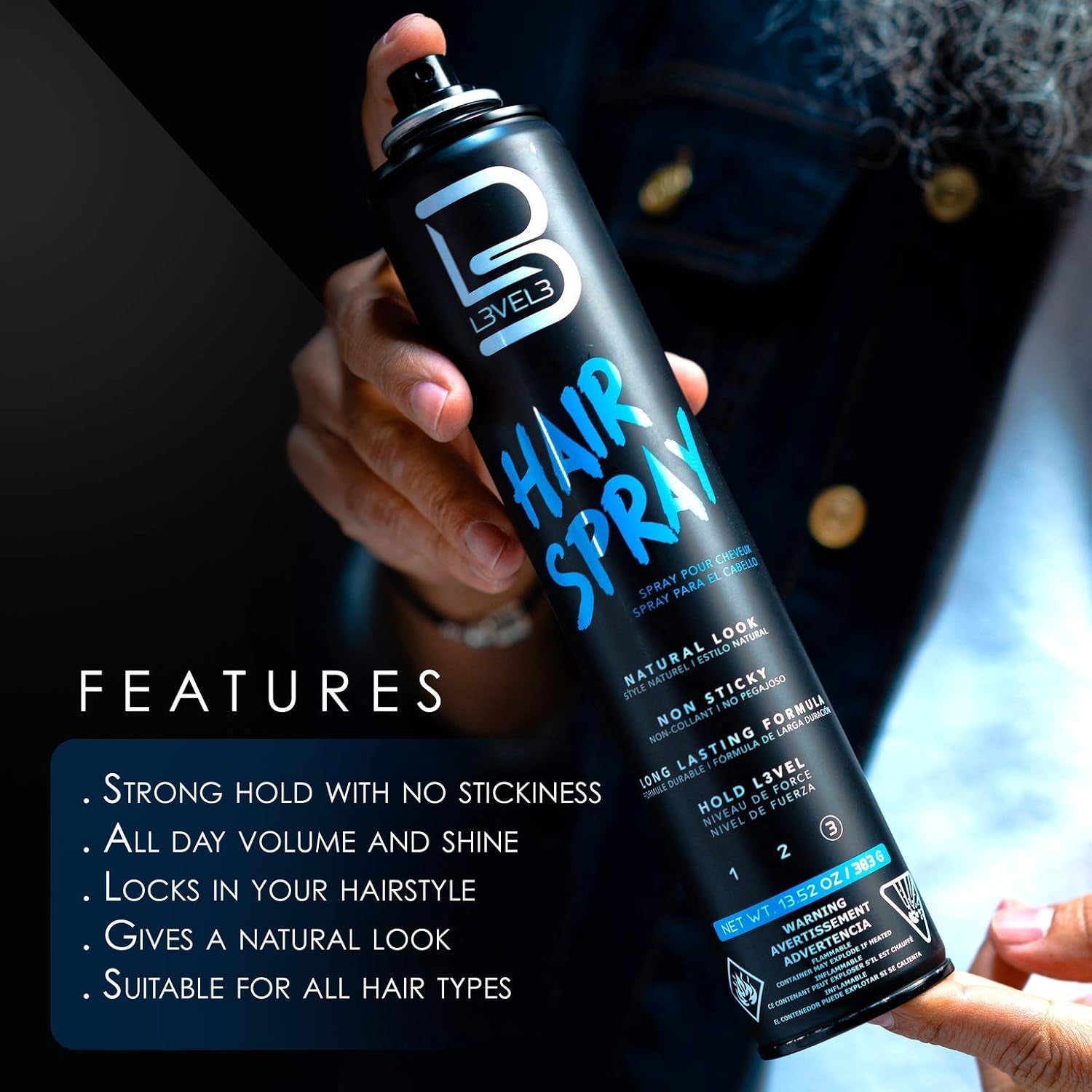 - Level 3 Hair Gel & Hair Spray Kit - Super Strong Hold - Flake Free - Long Lasting Shine - Great for Men and Women - Strong Hold Hair Spray (Hair Gel & Hair Spray)