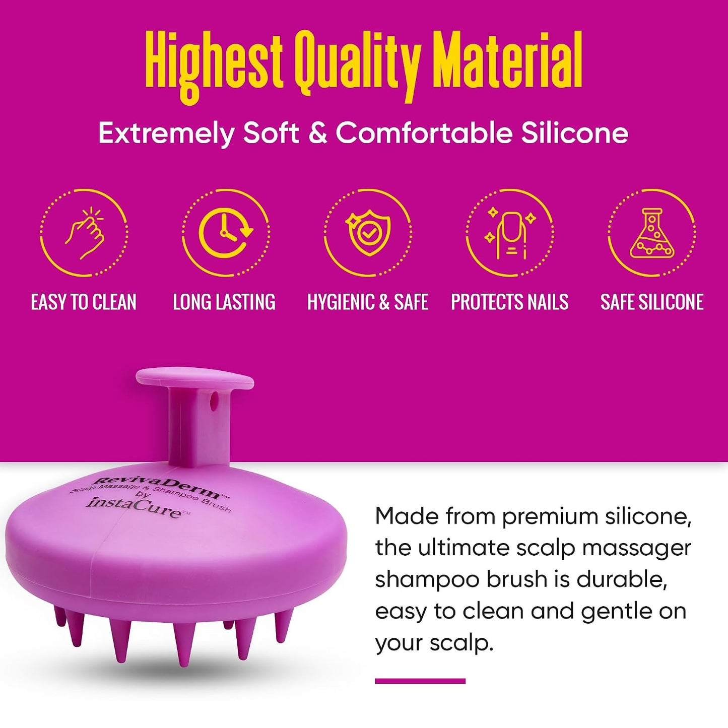 Scalp Massager Exfoliator & Shampoo Brush & Scrubber with Soft Silicone Bristles for Dandruff Removal & Hair Growth. Advanced Durable Design for Wet or Dry Hair. (Lavender)