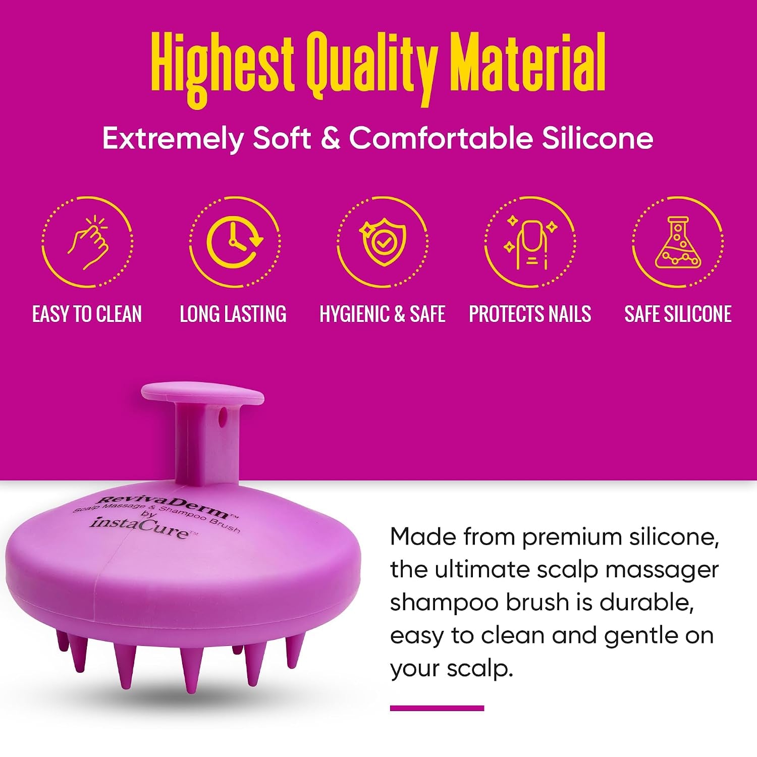 Scalp Massager Exfoliator & Shampoo Brush & Scrubber with Soft Silicone Bristles for Dandruff Removal & Hair Growth. Advanced Durable Design for Wet or Dry Hair. (Lavender)