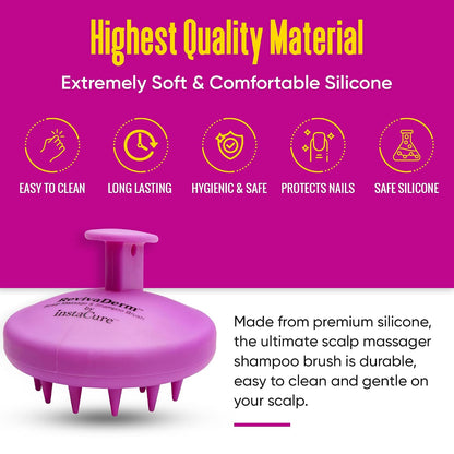 Scalp Massager Exfoliator & Shampoo Brush & Scrubber with Soft Silicone Bristles for Dandruff Removal & Hair Growth. Advanced Durable Design for Wet or Dry Hair. (Lavender)