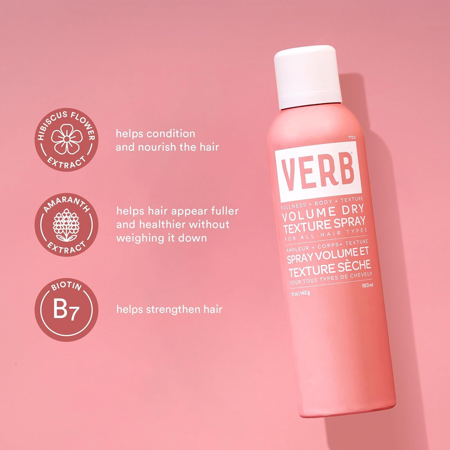 VERB Volume Dry Texture Spray- Boosts Volume, Adds Fullness & Weightless Grit - Sulfate, Paraben and Gluten Free