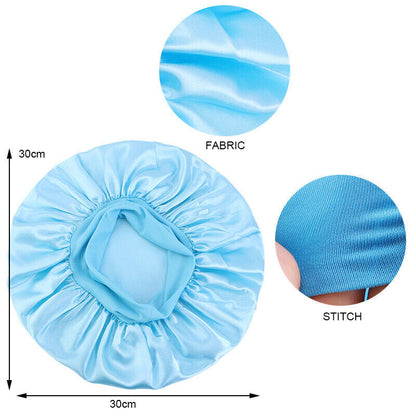 Women Satin Night Sleep Cap Hair Bonnet Hat Silk Head Cover Wide Elastic Band