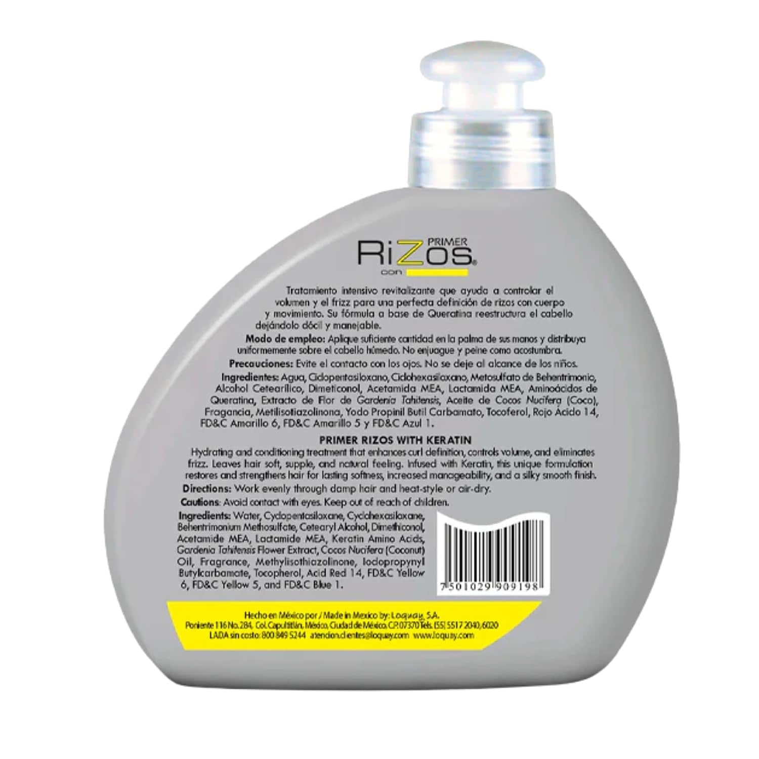 Loquay Primer Rizos Keratin Hair Cream 10.58 Oz - Hair Styling Products for Smooth Finish - Crema Para Peinar Con Queratina - Professional Styling Cream for Manageable Hair