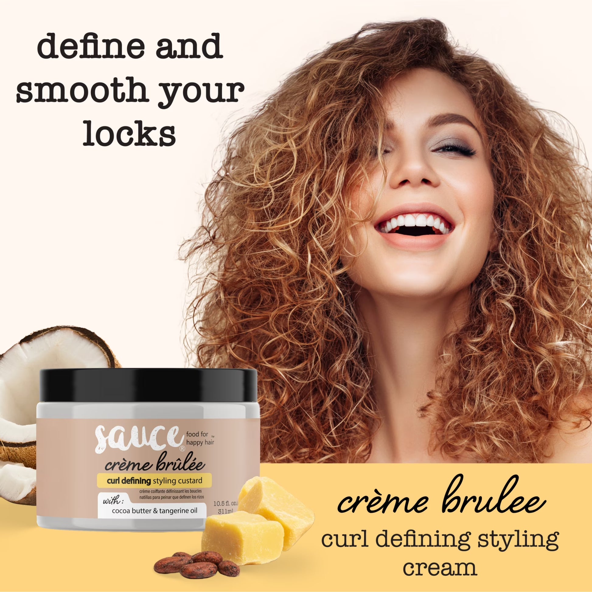 Curly Hair Cream, Crème Brulee Hair Mask with Cocoa Butter, 10.5 Fl Oz.