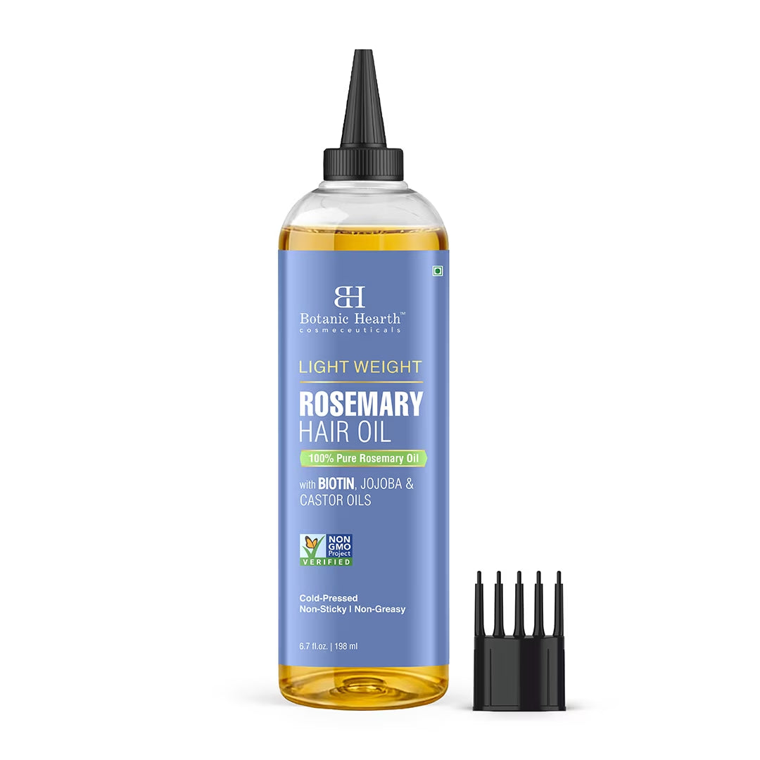 Rosemary Hair Oil | 6.7 Fl Oz | Lightweight Non-Greasy Oil for Fine & Thin Hair | with Rosemary, Castor Oil & Biotin | Smooths Frizz & Adds Shine | Daily Use for Men & Women