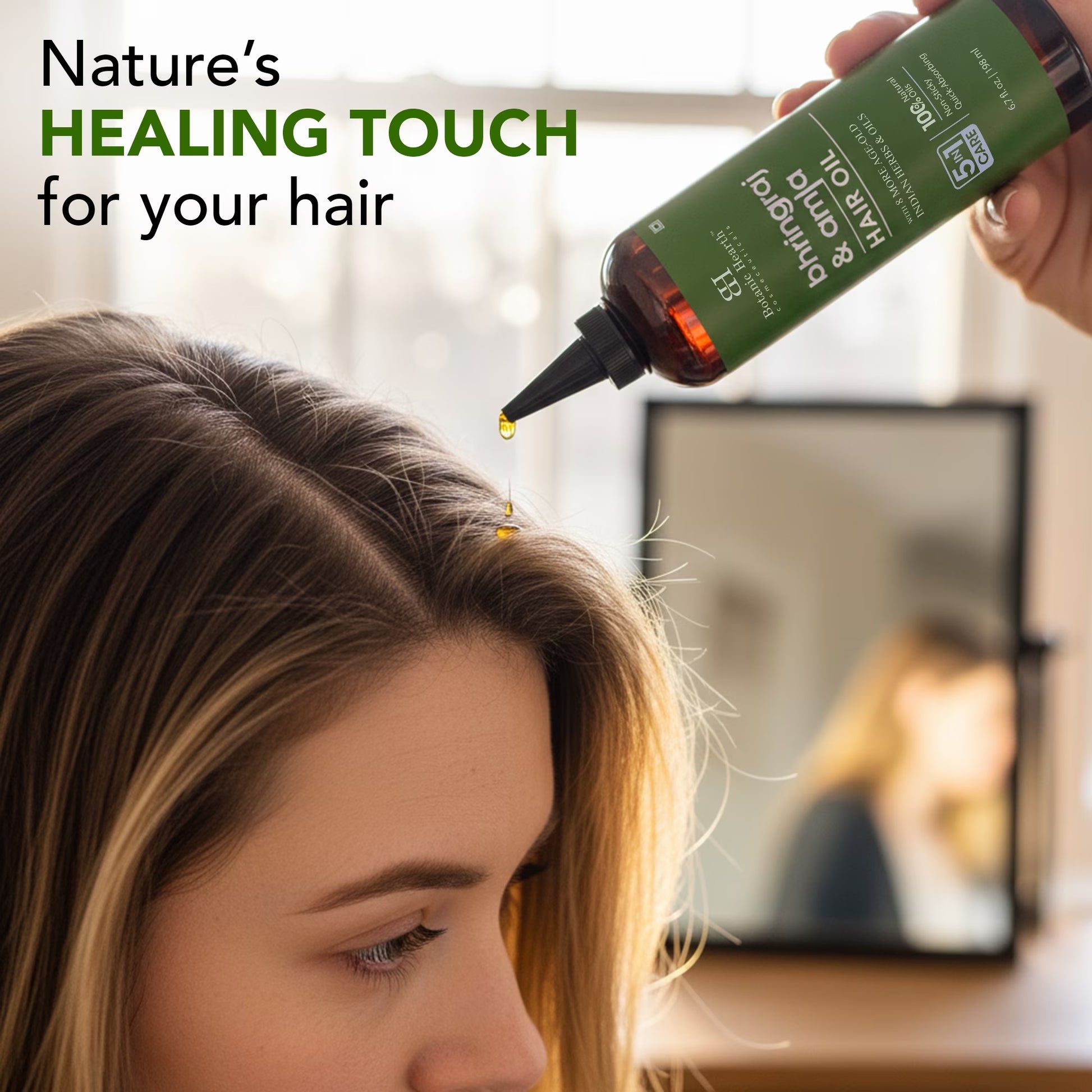 Bhringraj & Amla Hair Oil | Nourishing Scalp & Hair Oil for Dry, Frizzy Hair | Supports Fuller-Looking Hair & Shine | Lightweight Botanical Formula | No Harsh Additives | 6.7 Fl Oz