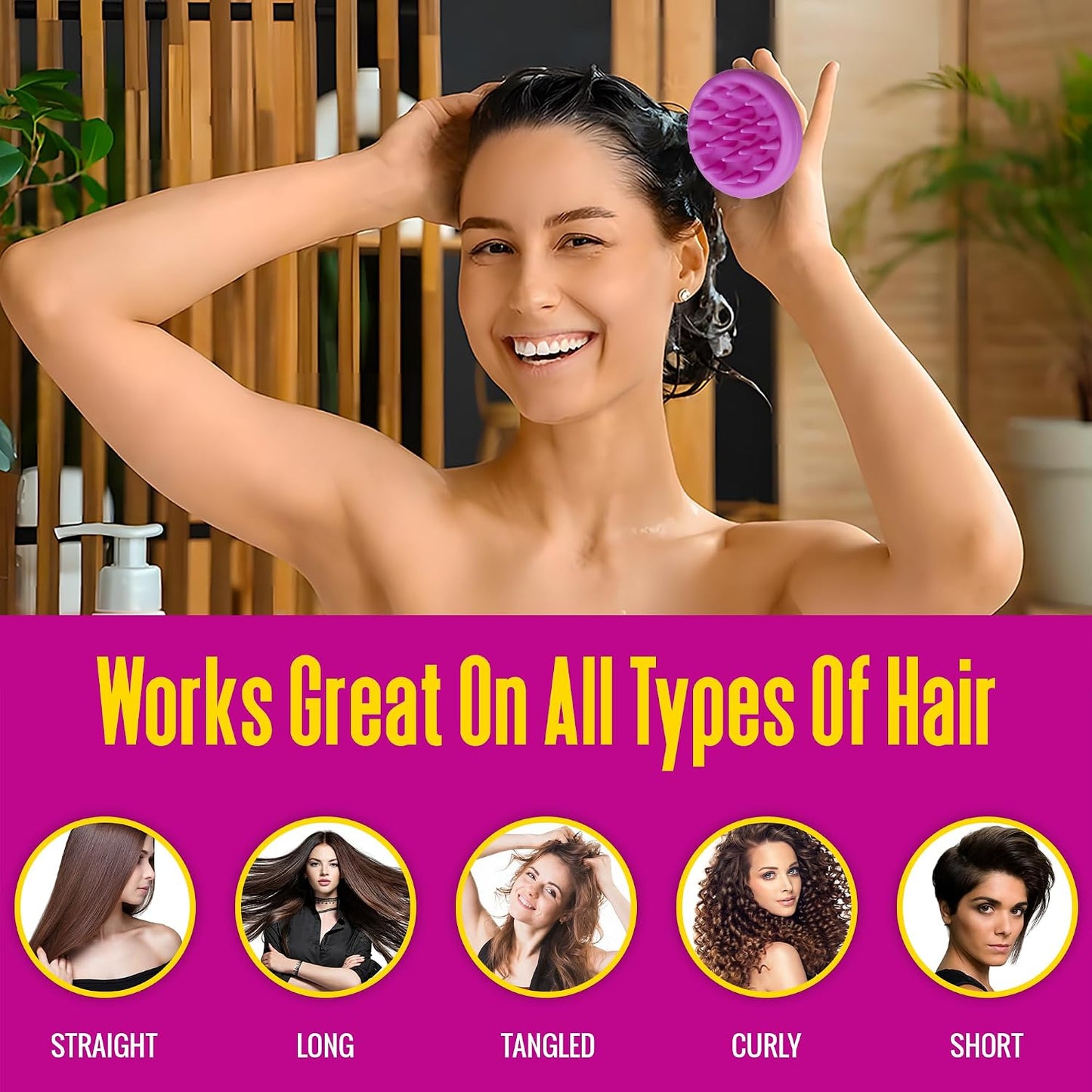 Scalp Massager Exfoliator & Shampoo Brush & Scrubber with Soft Silicone Bristles for Dandruff Removal & Hair Growth. Advanced Durable Design for Wet or Dry Hair. (Lavender)