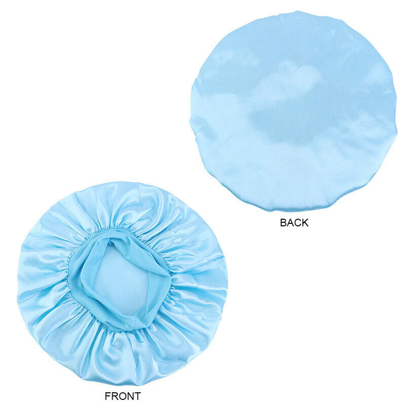 Women Satin Night Sleep Cap Hair Bonnet Hat Silk Head Cover Wide Elastic Band