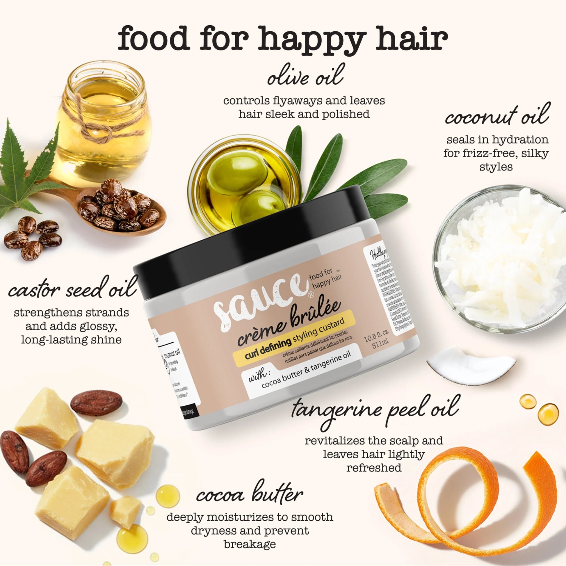 Curly Hair Cream, Crème Brulee Hair Mask with Cocoa Butter, 10.5 Fl Oz.