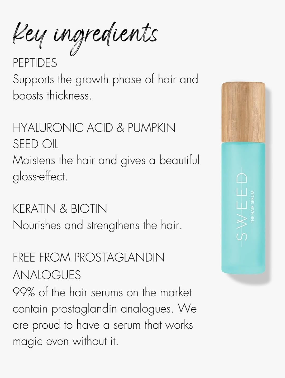 Sweed - the Hair Serum (6 Ml | 0.2 Fl Oz) | Nutrient-Rich, Non-Greasy Formula | Easy Roll-On Applicator | Keratin, Biotin, Peptides