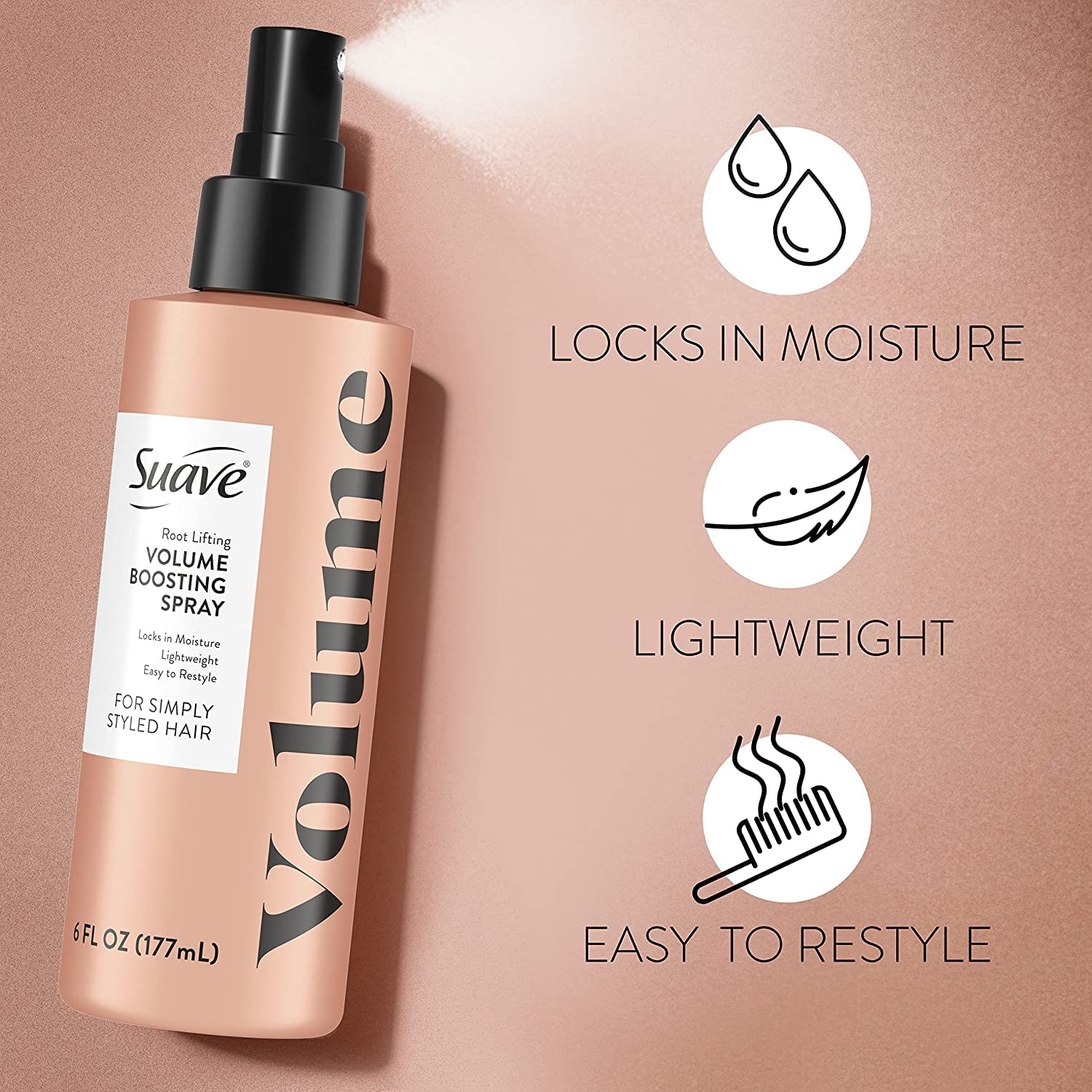 Simply Styled Volume Spray - Root Lifting & Moisturizing Hair Spray for Fine Hair, 6 Oz (Pack of 2)
