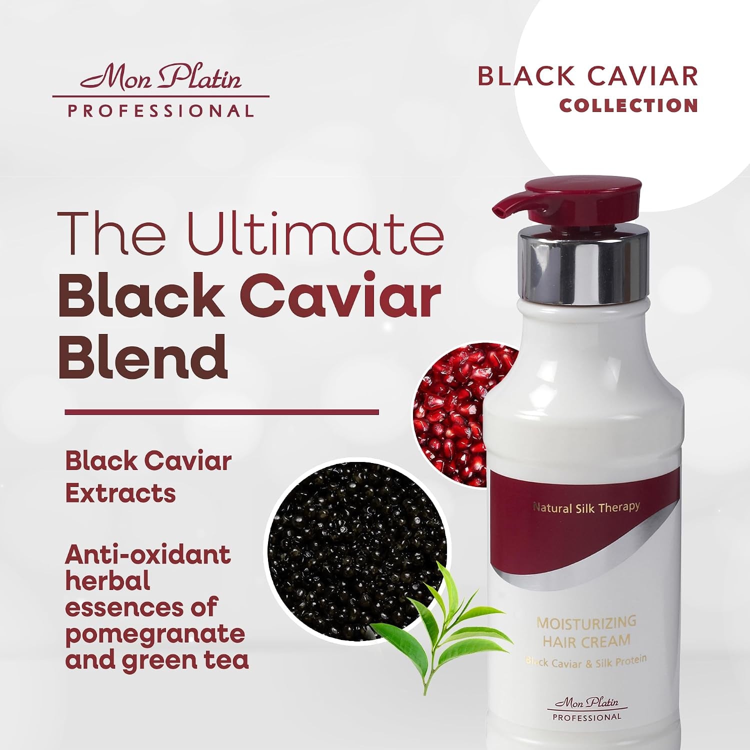Black Caviar Hair Cream, Luxurious Nourishing Styling Cream for Smooth & Shiny Hair, Ultimate Hair Care, Hair Styling Cream with Silk Protein & Antioxidant 400Ml