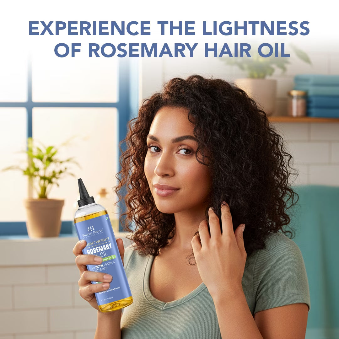 Rosemary Hair Oil | 6.7 Fl Oz | Lightweight Non-Greasy Oil for Fine & Thin Hair | with Rosemary, Castor Oil & Biotin | Smooths Frizz & Adds Shine | Daily Use for Men & Women