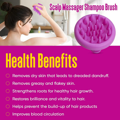 Scalp Massager Exfoliator & Shampoo Brush & Scrubber with Soft Silicone Bristles for Dandruff Removal & Hair Growth. Advanced Durable Design for Wet or Dry Hair. (Lavender)