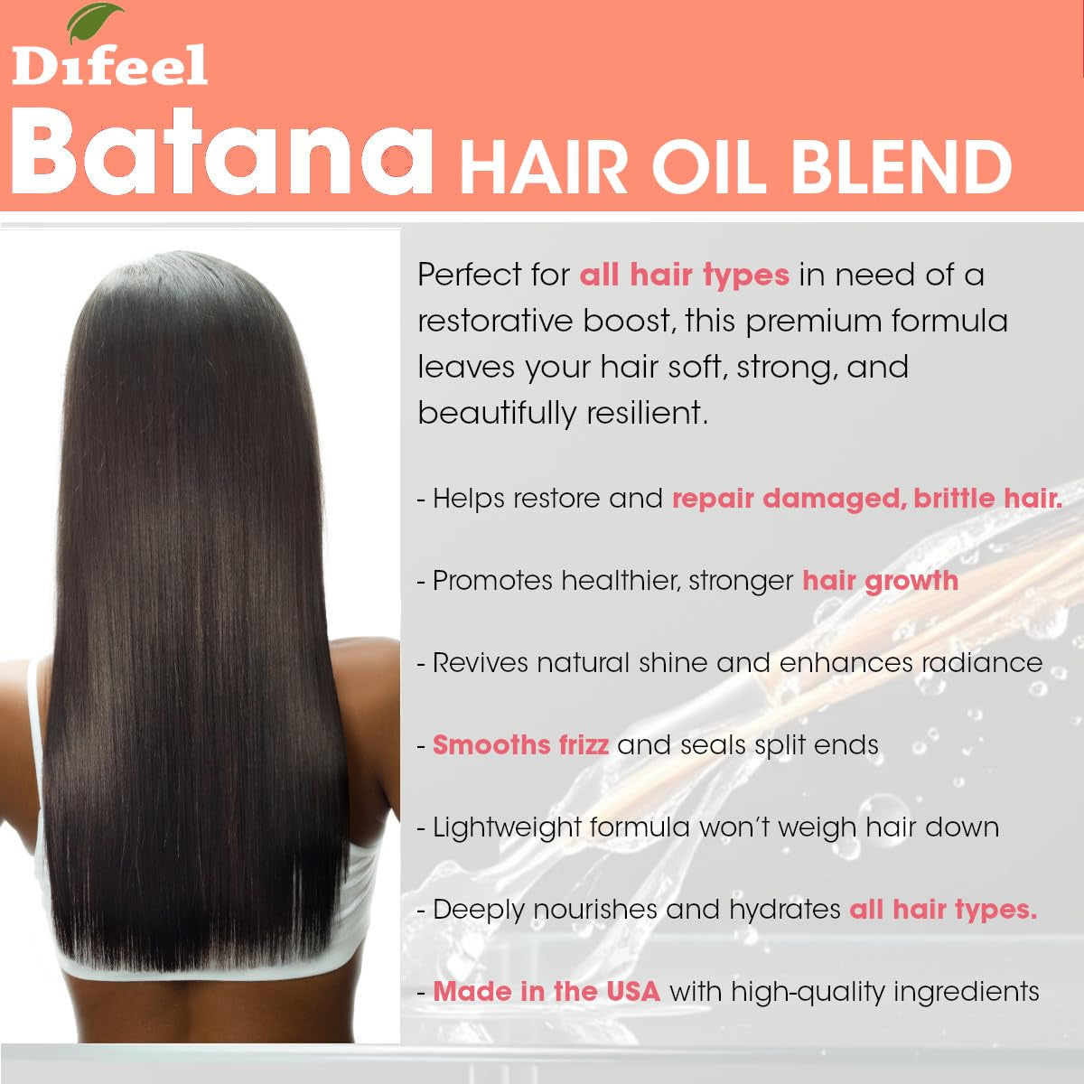 Batana Hair Oil Blend 8 Ounces - Nourishing Batana Hair Growth Oil Blend