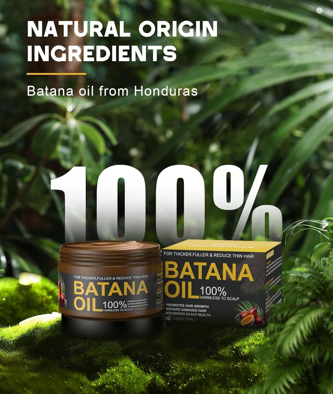 Batana Oil for Hair Growth, 100% Natural Pure Batana Oil Paste from Dr. Sebi Honduras, Prevents Hair Loss, Enhances Thickness, Organic Raw Scalp Mask for Women & Men (4.05 Oz)